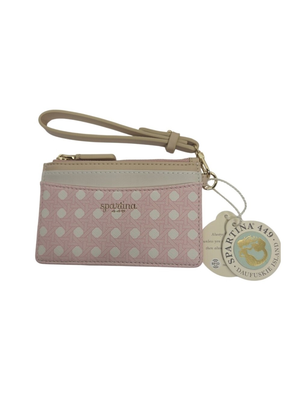 Spartina 449 Slim Card Coin Purse Pink Cane Wristlet NWT